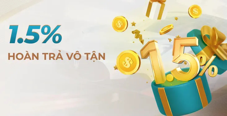 Hoàn trả vô tận SIÊU HOÀN TRẢ 1.5% tại B8. Cược thả ga không lo vấp ngã.