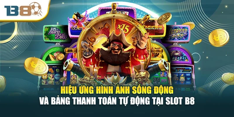 Hiệu ứng hình ảnh sống động và bảng thanh toán tự động tại slot B8